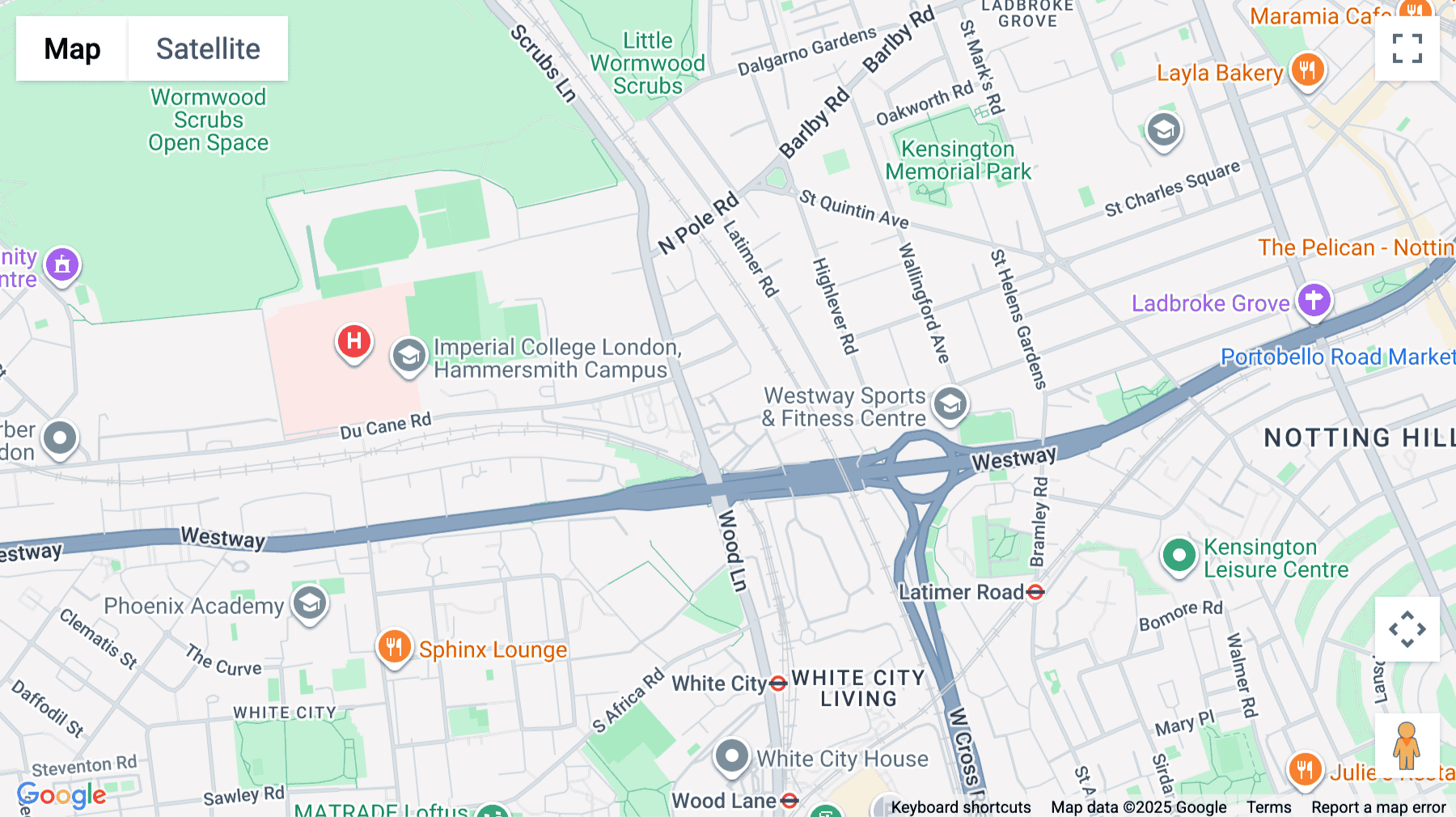 Click for interative map of 80 Wood Lane, London