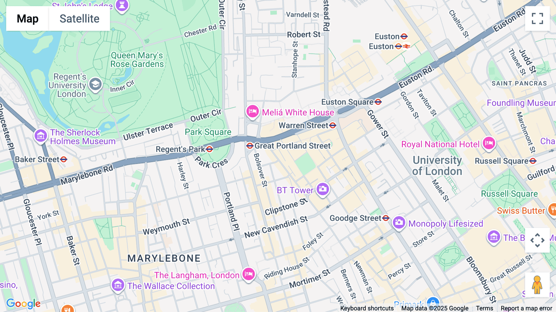 Click for interative map of 124 Cleveland Street, London