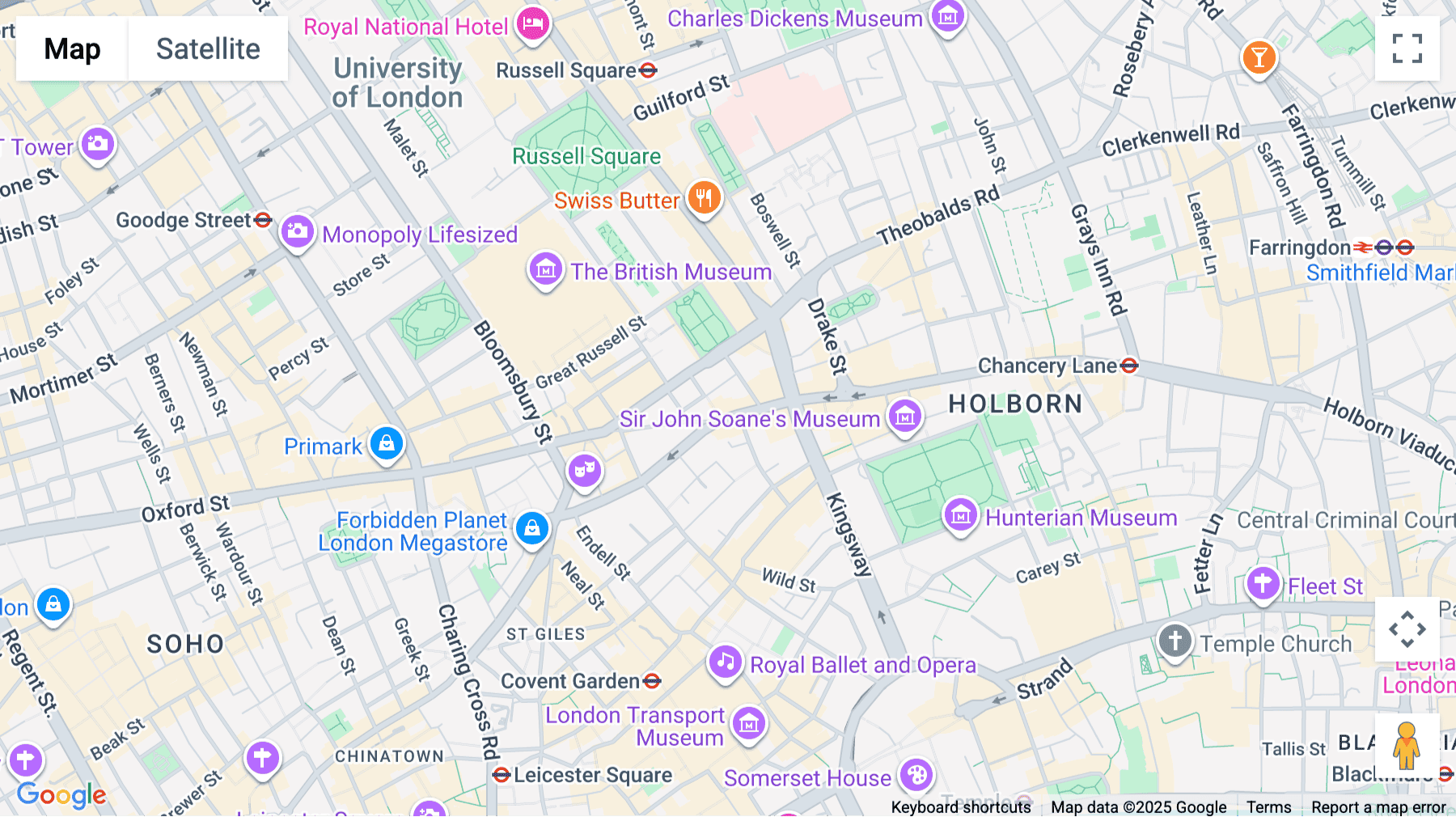 Click for interative map of Hogarth House, 136 High Holborn, London