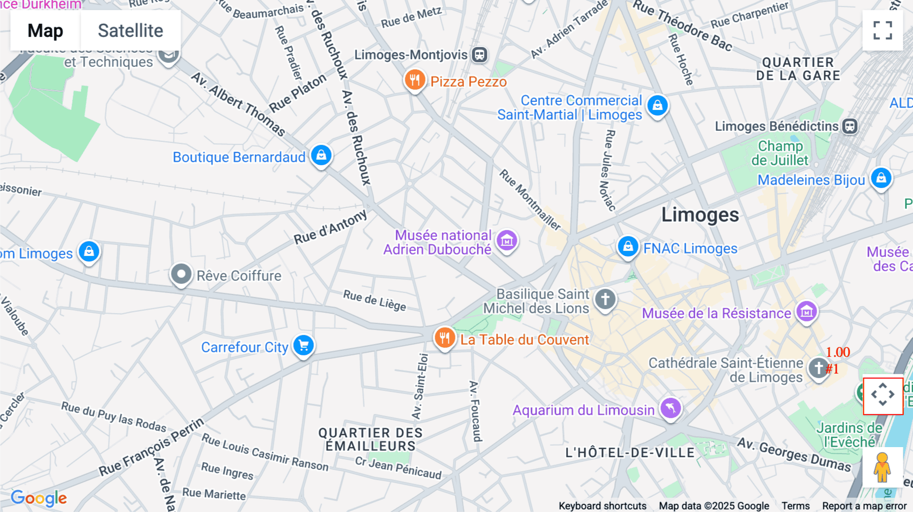 Click for interative map of Limoges, 18 Place Winston Churchill, Limoges