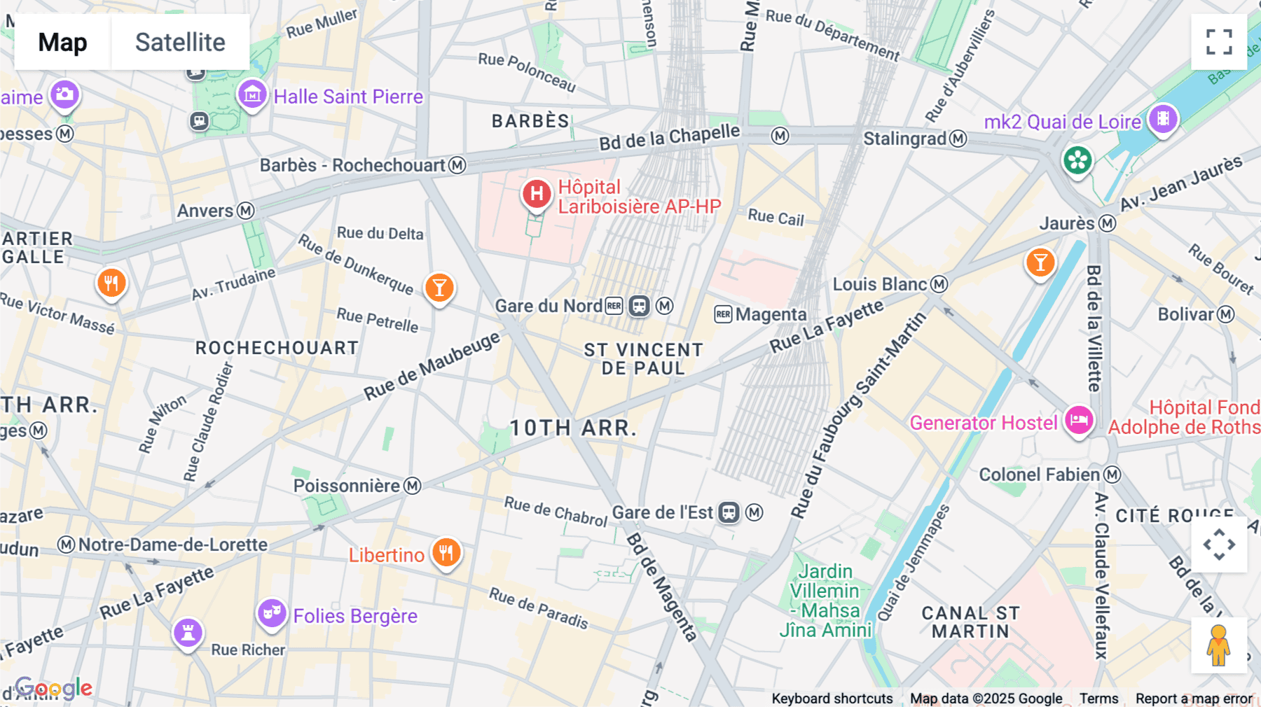 Click for interative map of Gare du Nord, 14 Rue de Dunkerque, Paris
