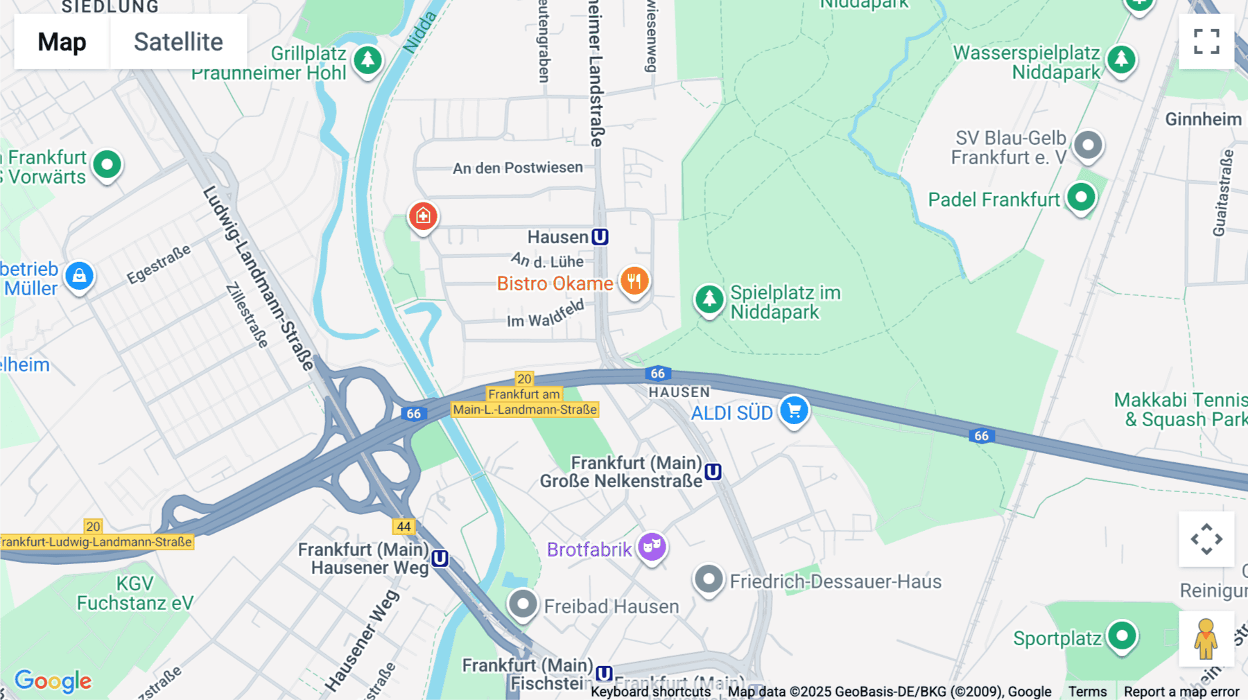 Click for interative map of Praunheimer Landstraße 32, Frankfurt