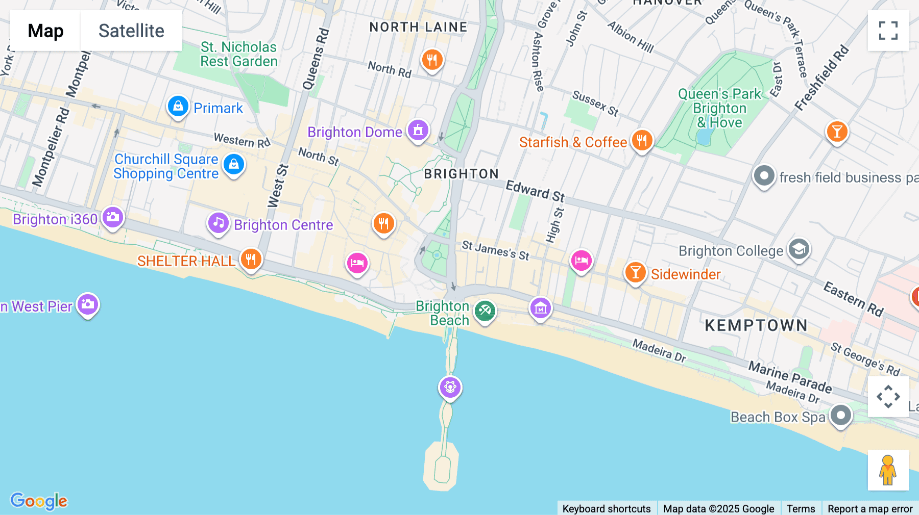 Click for interative map of Pier Werks, 21-22 Old Steine, Brighton, Brighton