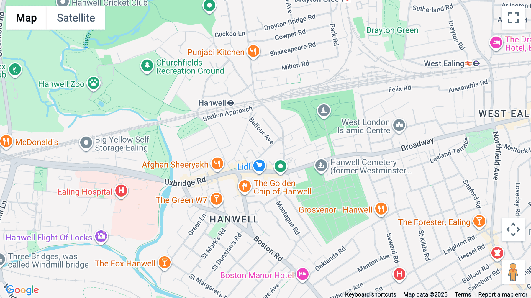 Click for interative map of The Workary, Hanwell, Hanwell Library, Cherington Road, London