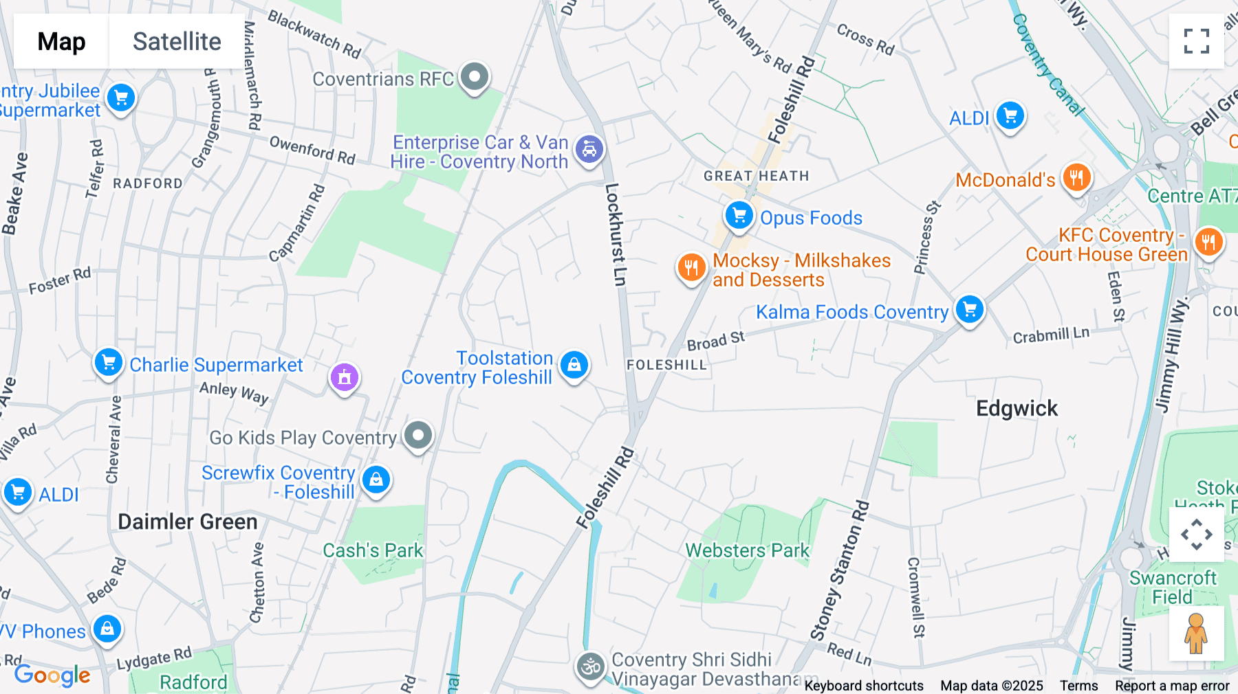 Click for interative map of 101 Lockhurst Lane, Coventry