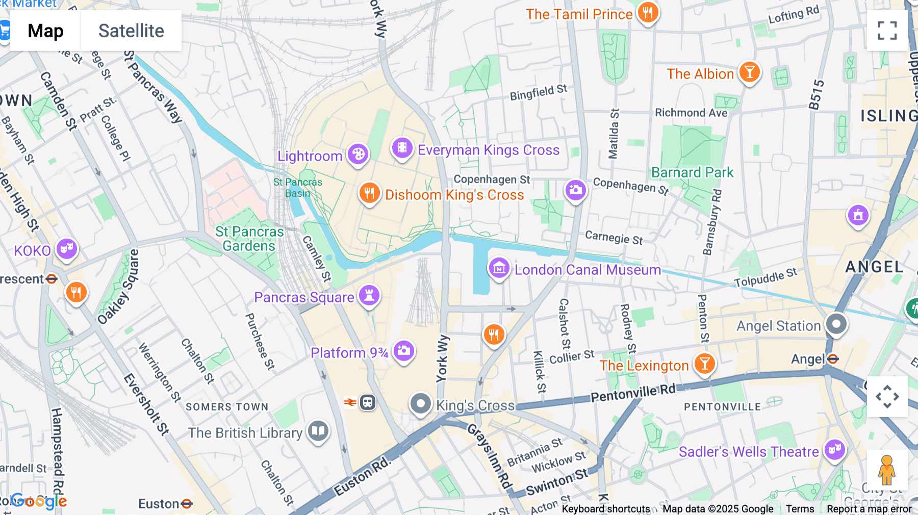 Click for interative map of Kings Place, 90 York Way, London
