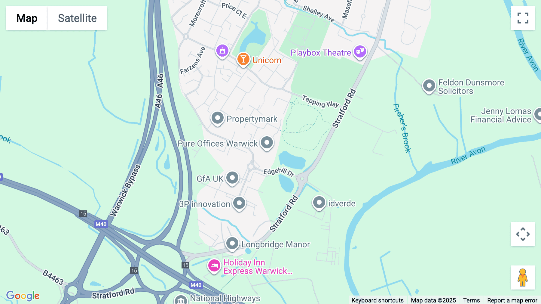 Click for interative map of LakeView House, Wilton Drive, Tournament Fields, Warwick