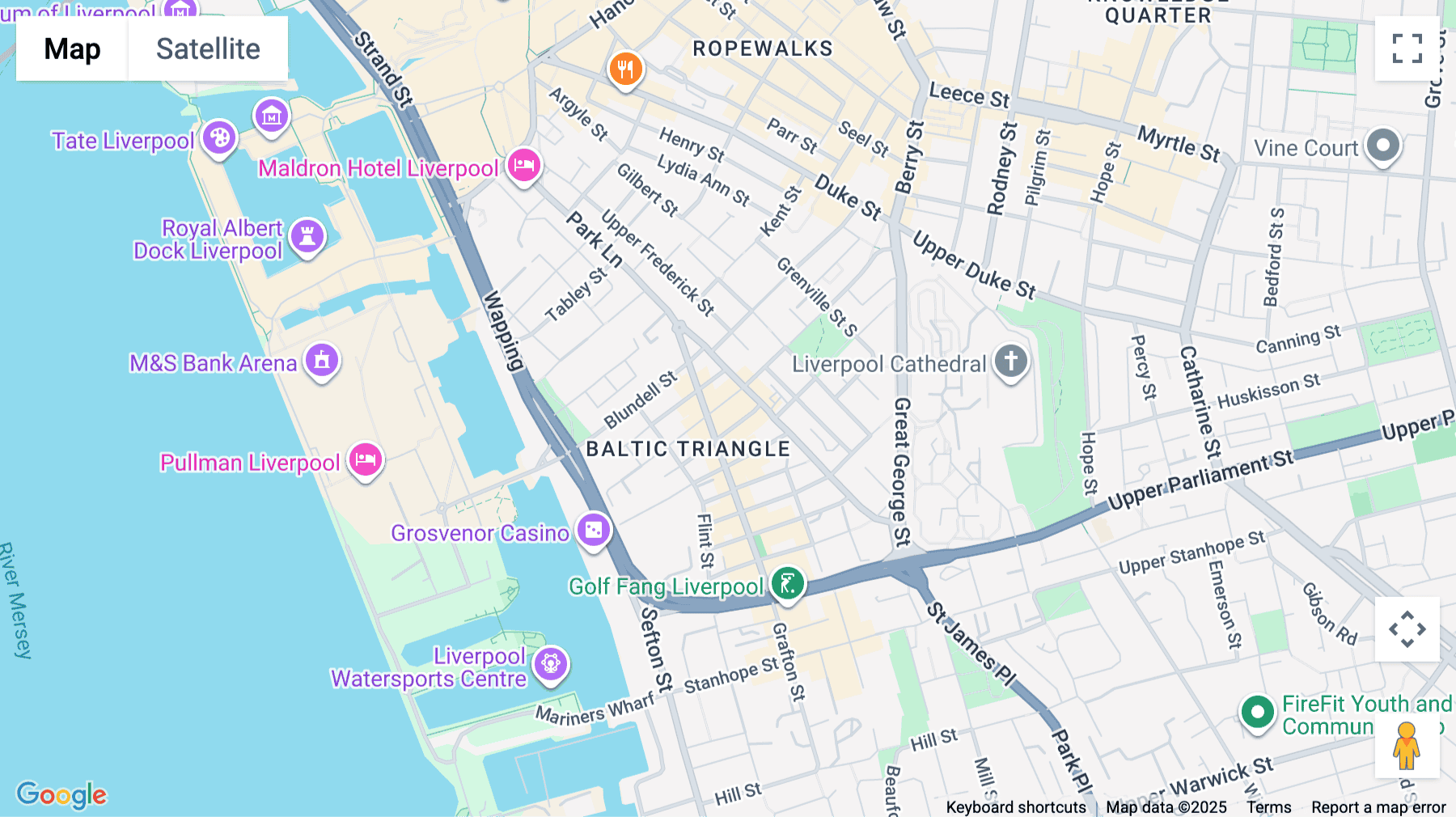 Click for interative map of 3A Bridgewater Street, Liverpool