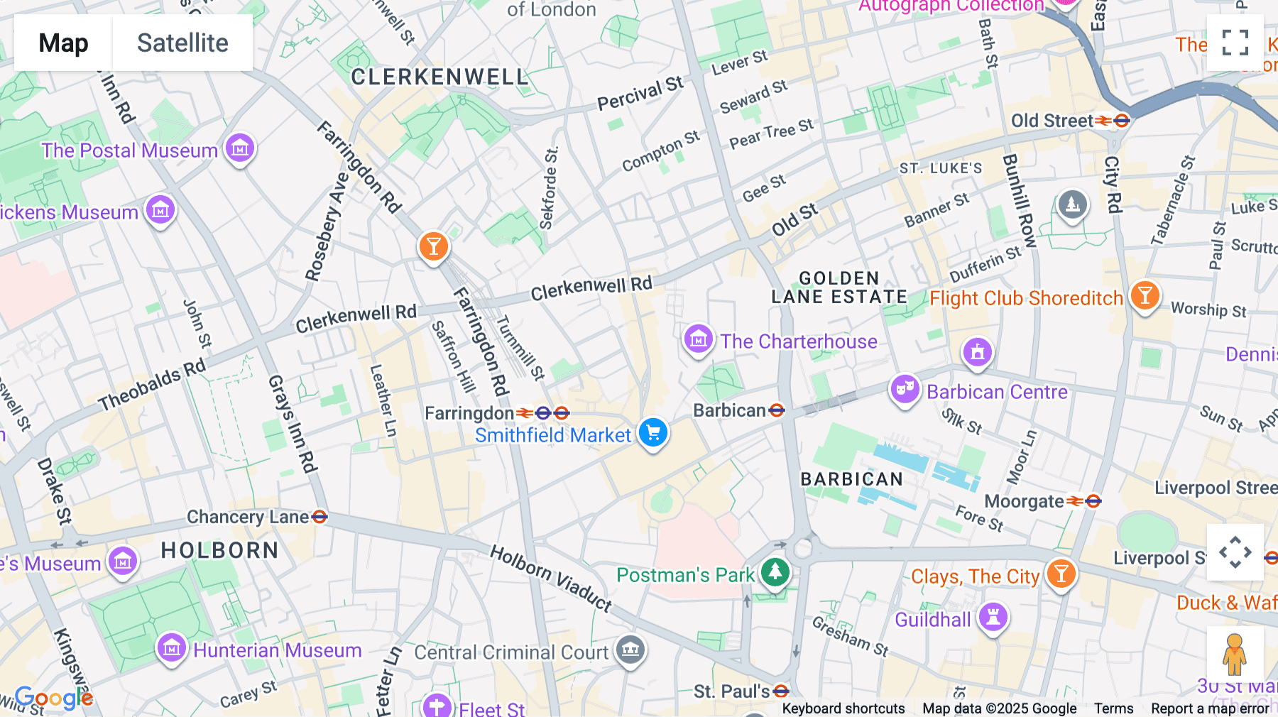 Click for interative map of 38-39 St John's Lane, Farringdon, London