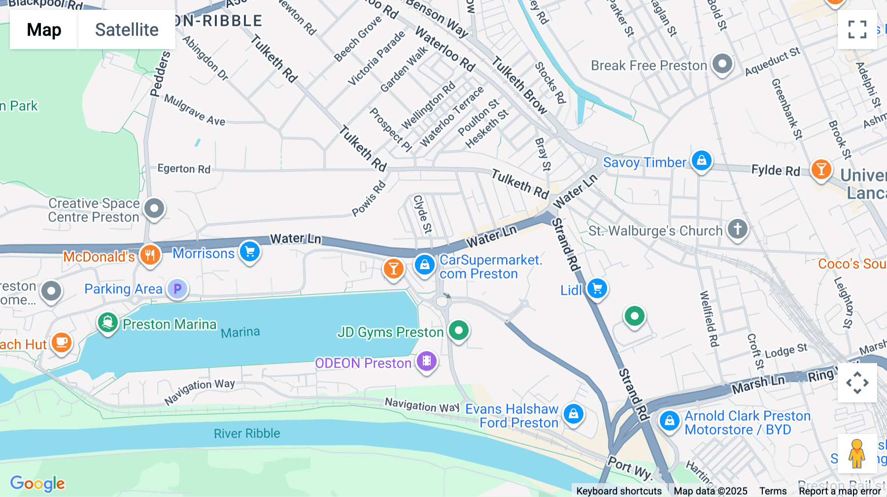 Click for interative map of 90 Watery Lane, Preston, Preston (Lancashire)