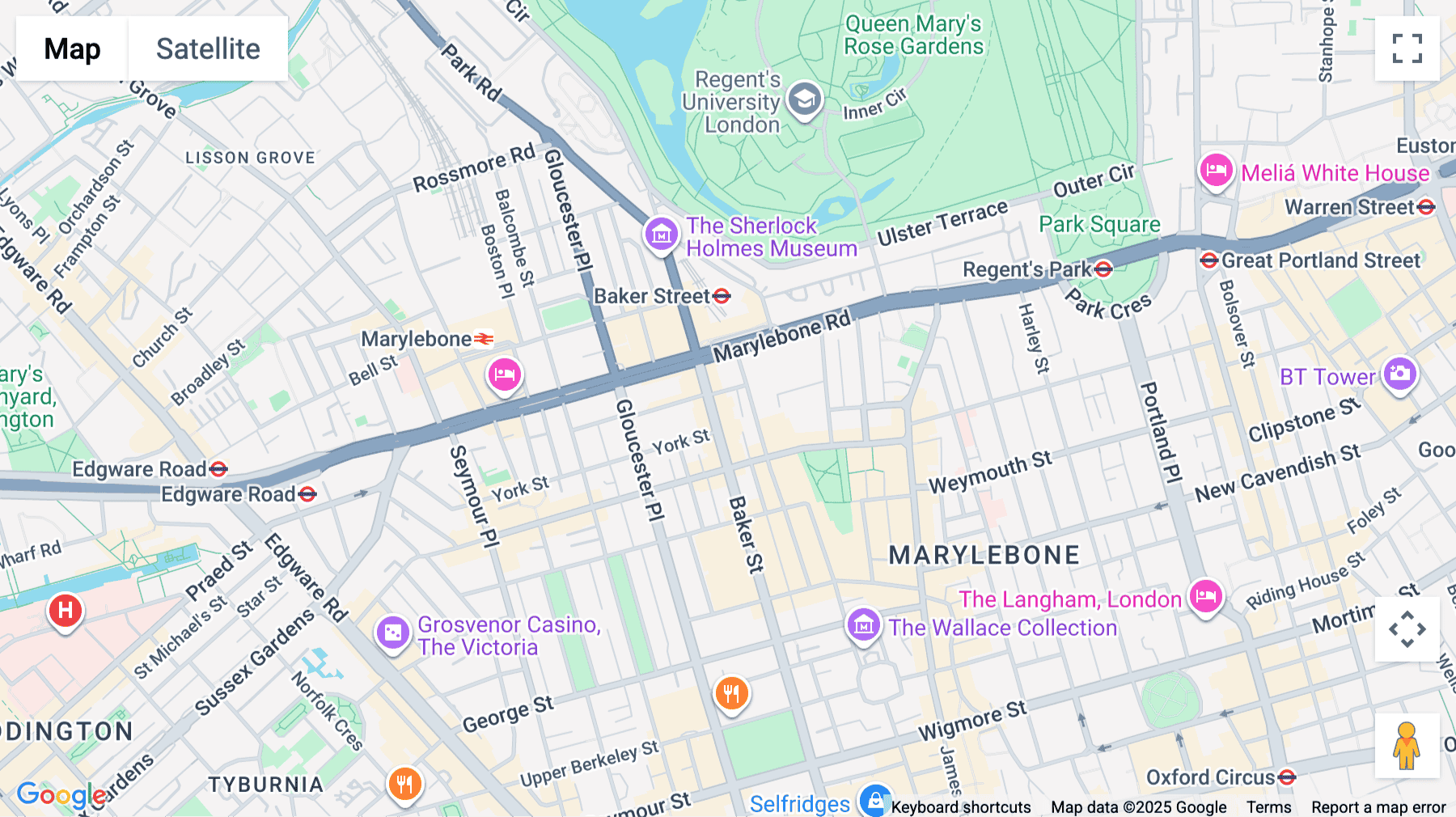 Click for interative map of 116 Baker Street, Marylebone, London