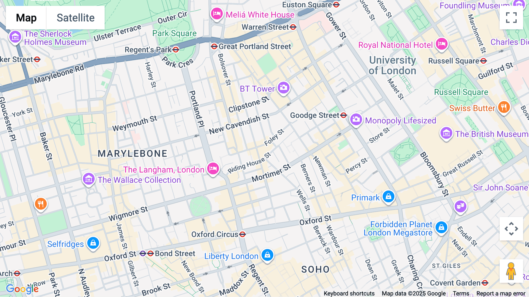 Click for interative map of 33 Foley Street, Fitzrovia, London