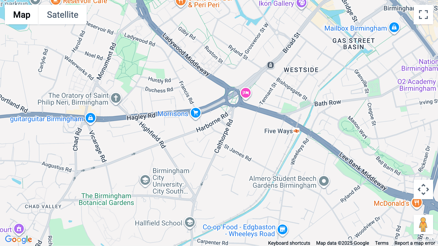Click for interative map of Calthorpe Road, Edgbaston, Birmingham, Birmingham