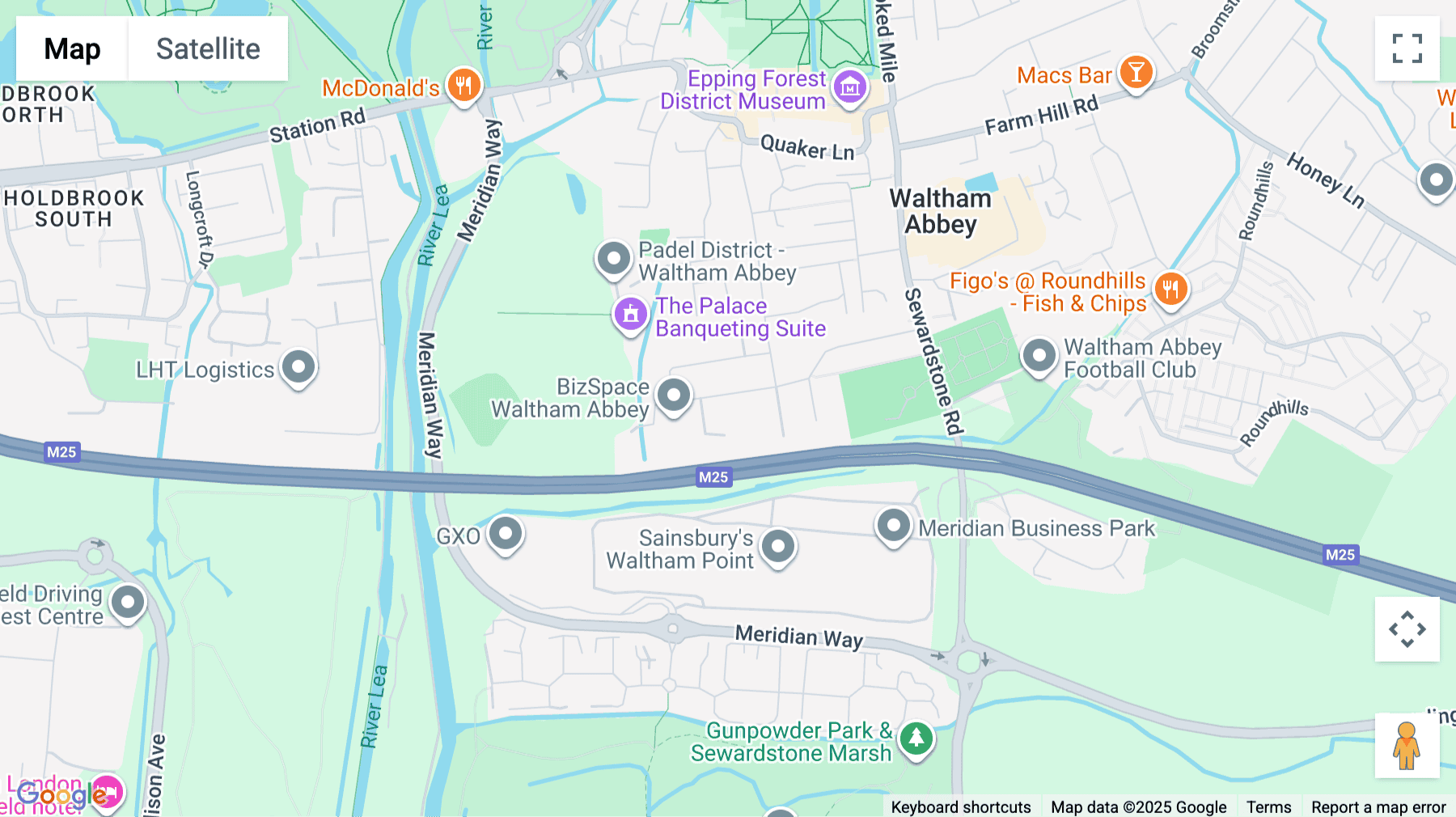 Click for interative map of M25 Business Centre, 121 Brooker road, Waltham Abbey, Waltham Abbey