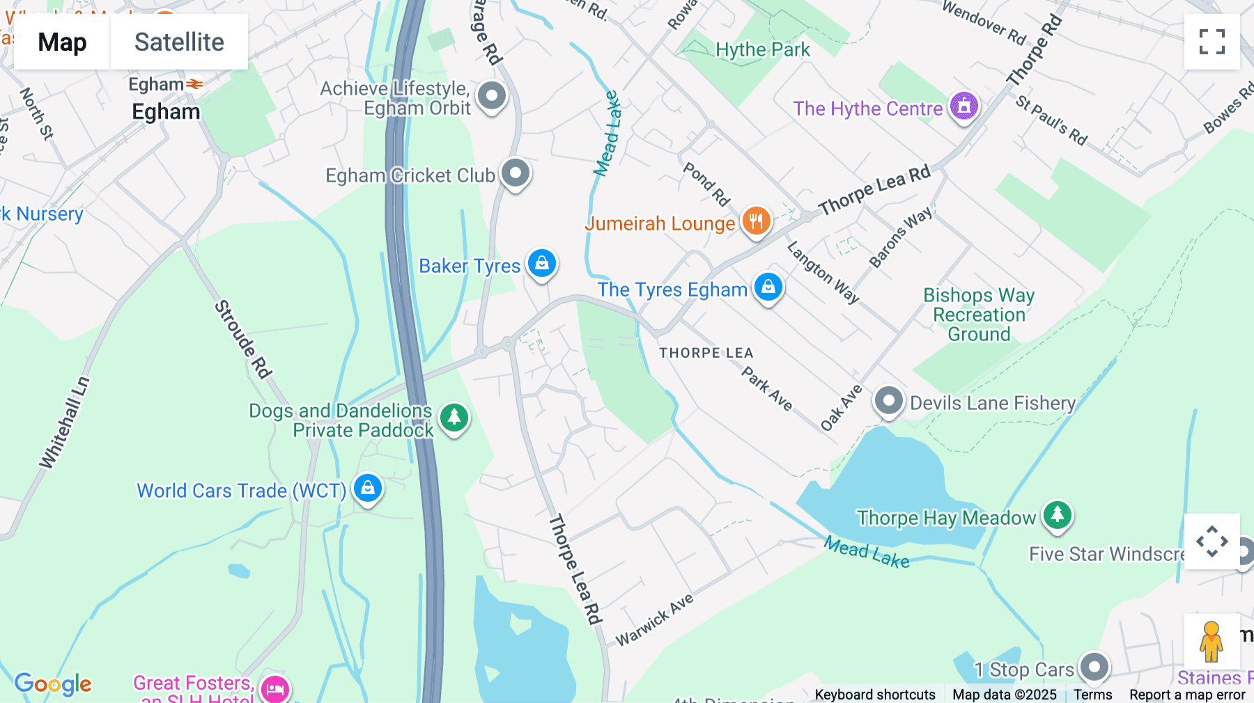 Click for interative map of 1 Meadlake Place, Egham, Surrey, Egham