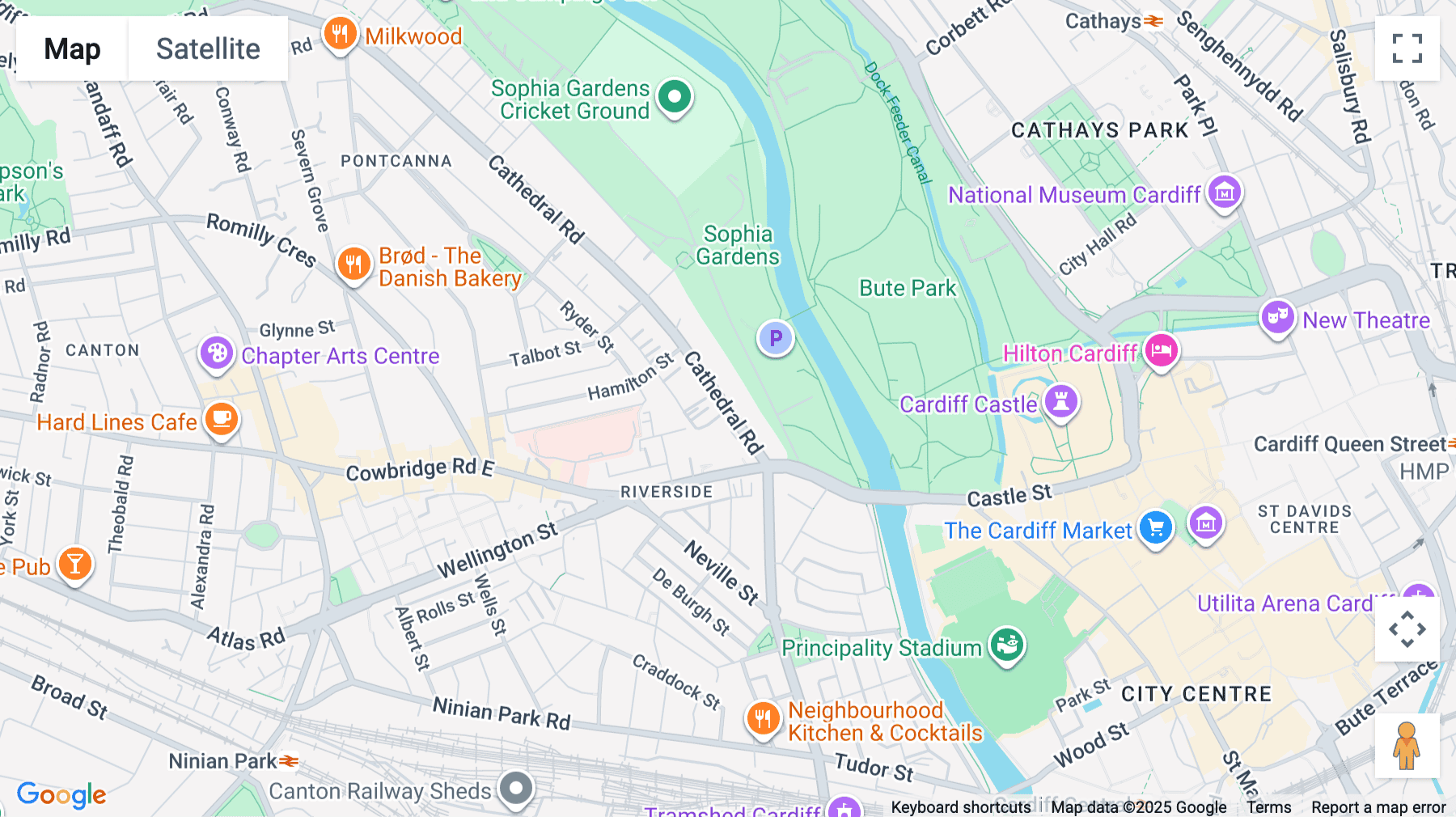 Click for interative map of 12 Cathedral Road, Cardiff, Cardiff