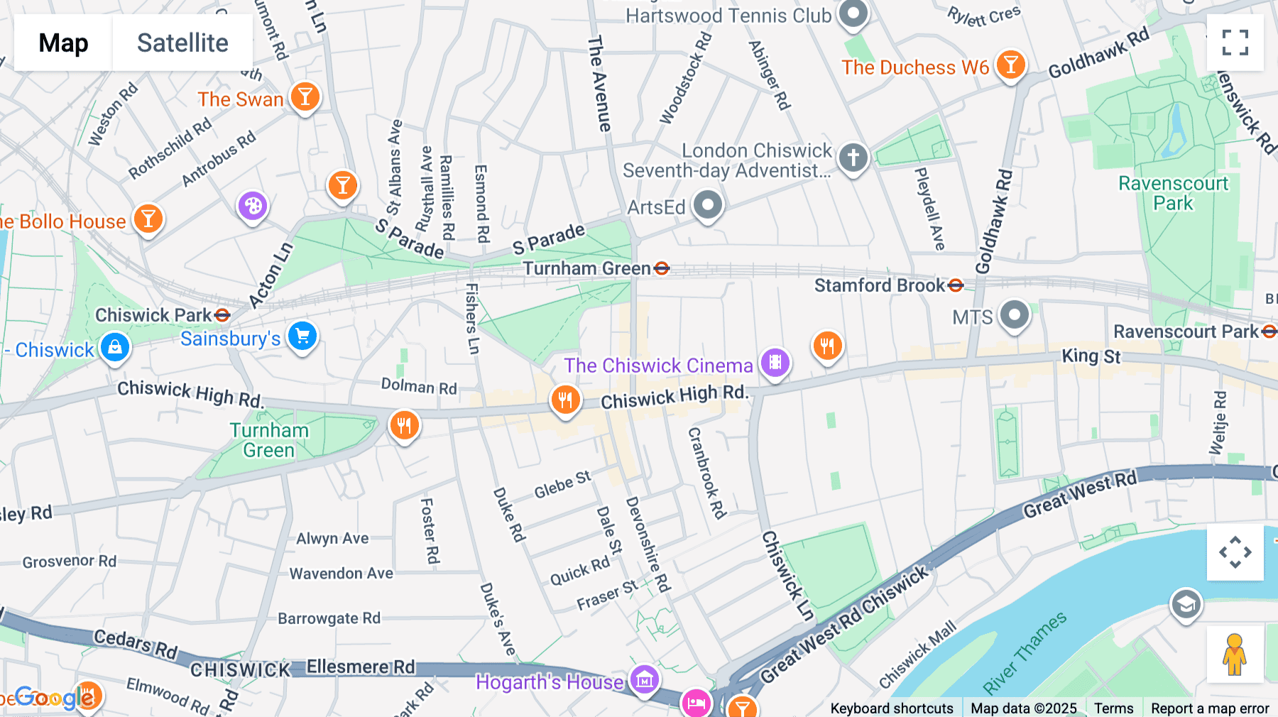 Click for interative map of Gable House, 18-24 Turnham Green Terrace, Chiswick, London