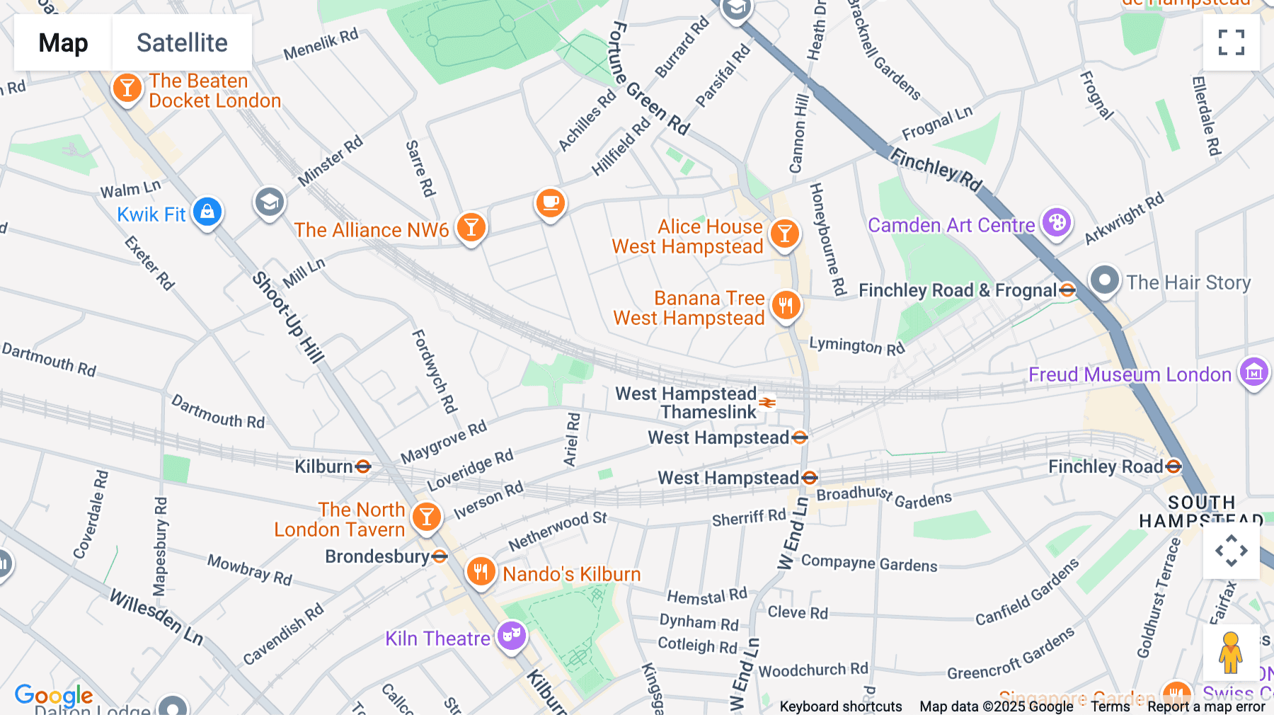 Click for interative map of 105 Sumatra road, NW6 1PL, London