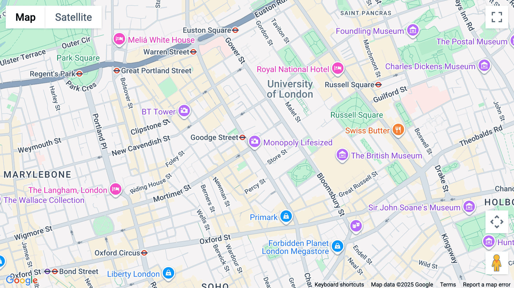 Click for interative map of 15 Alfred Place, London, London