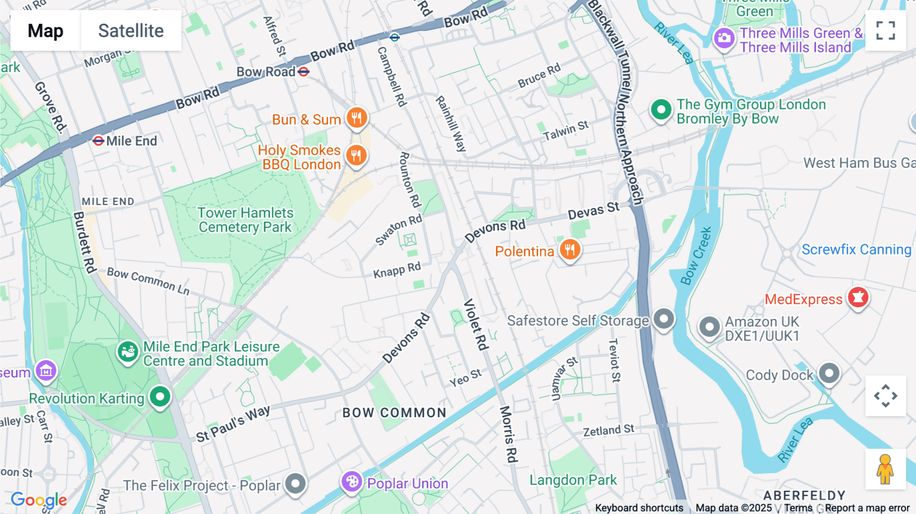 Click for interative map of Lock Studios, 7 Corsican Square, Bow, London