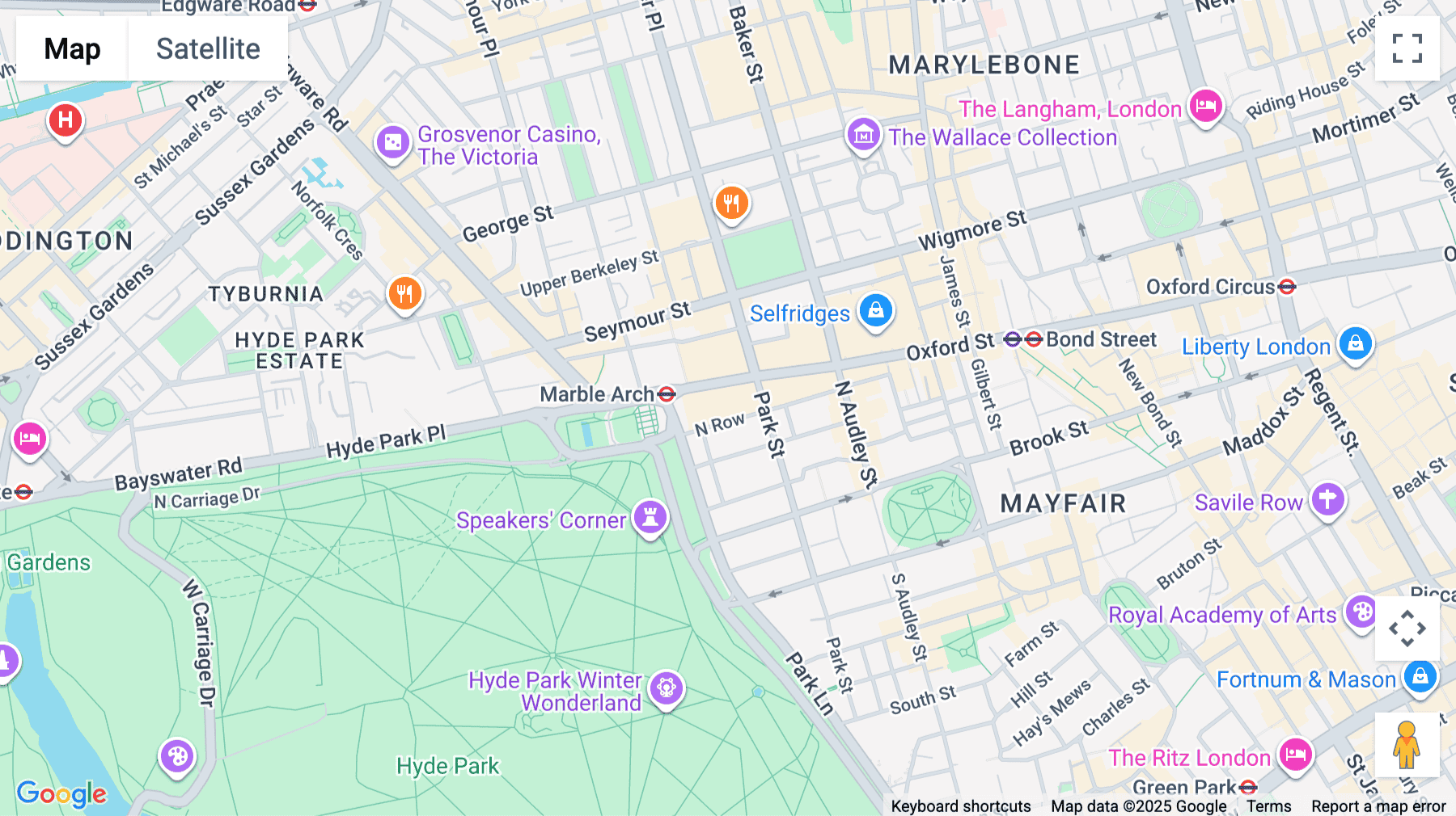 Click for interative map of 64 North Row, Park Lane, Mayfair Office Space, London