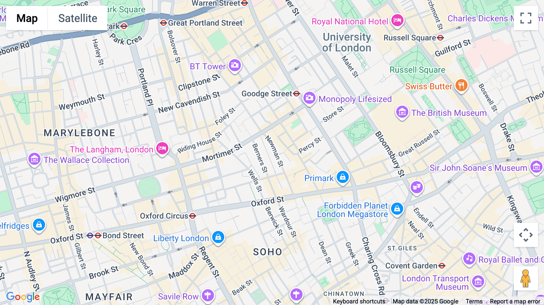 Click for interative map of 66-67 Newman Street, London