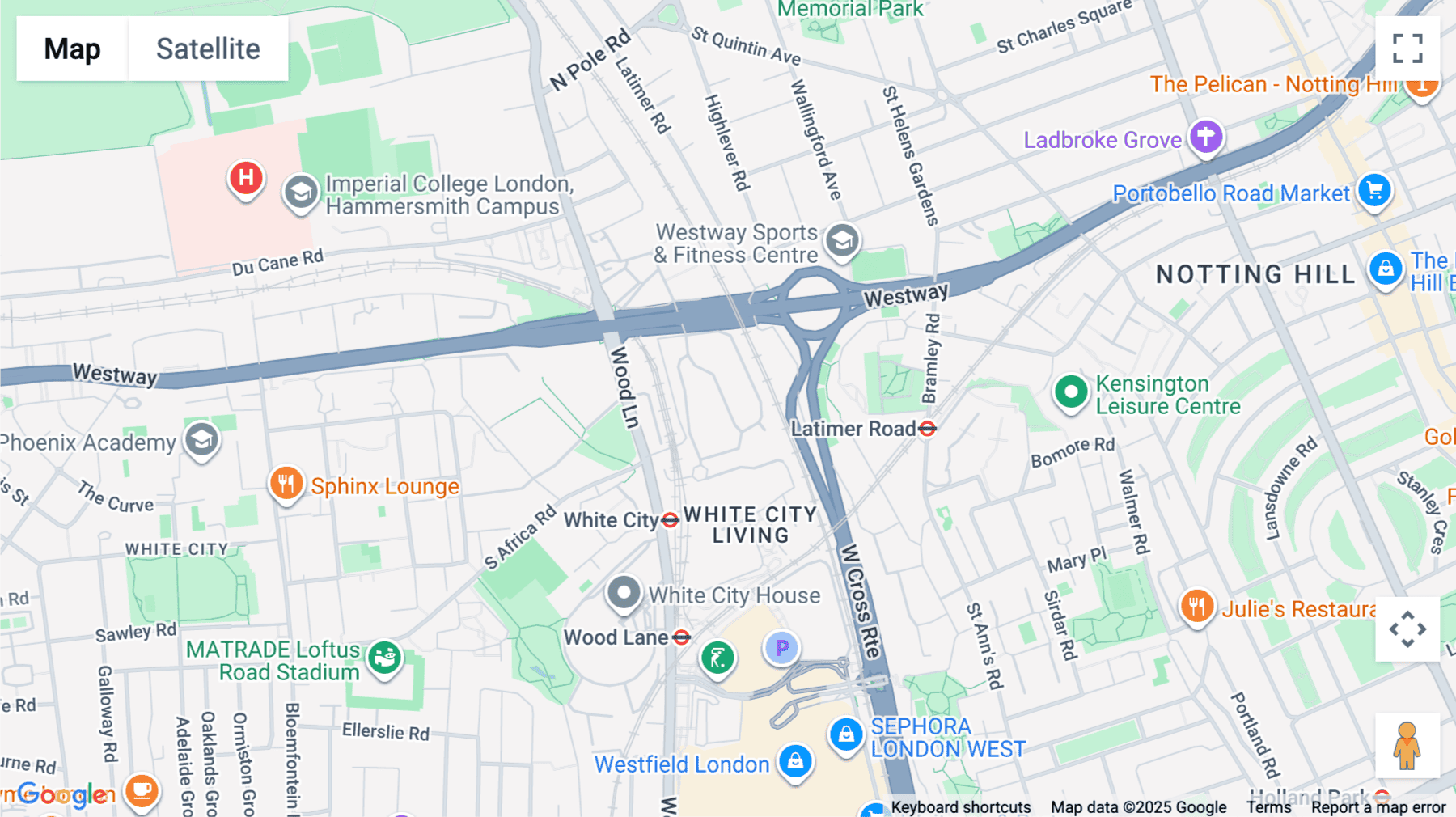 Click for interative map of Imperial College White City Campus, 58 Wood Lane, London