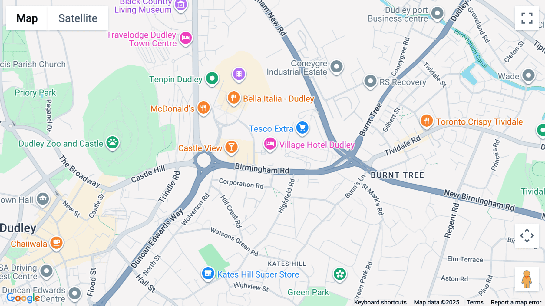 Click for interative map of Castlegate Park, Birmingham Rd, Dudley, Dudley