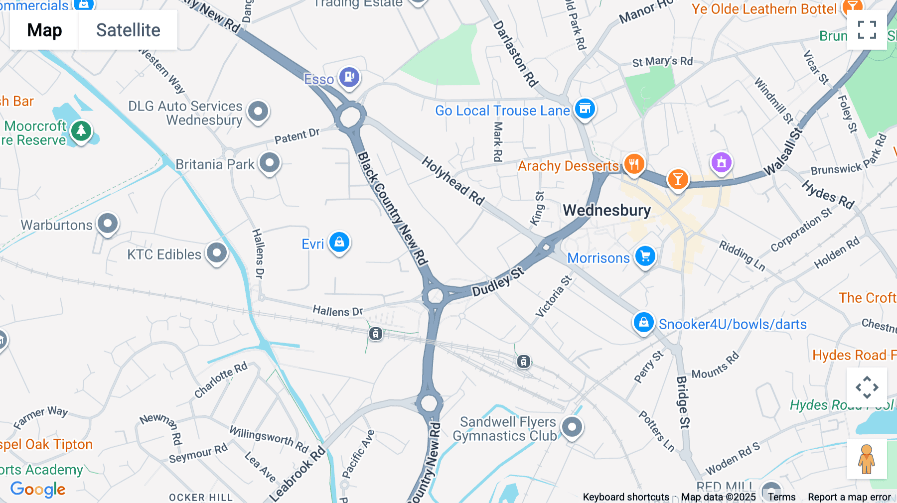 Click for interative map of 1 Portway Road, Wednesbury, WS10 7DZ, Wednesbury
