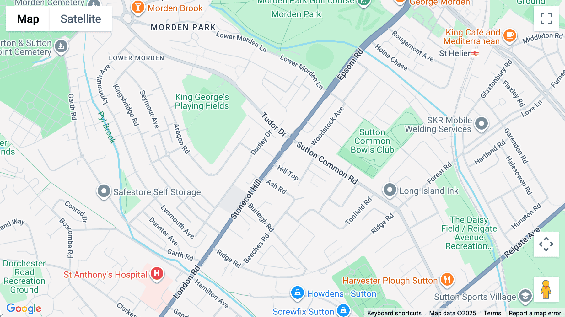 Click for interative map of 21 Stonecot Hill, North Cheam, Sutton, Sutton