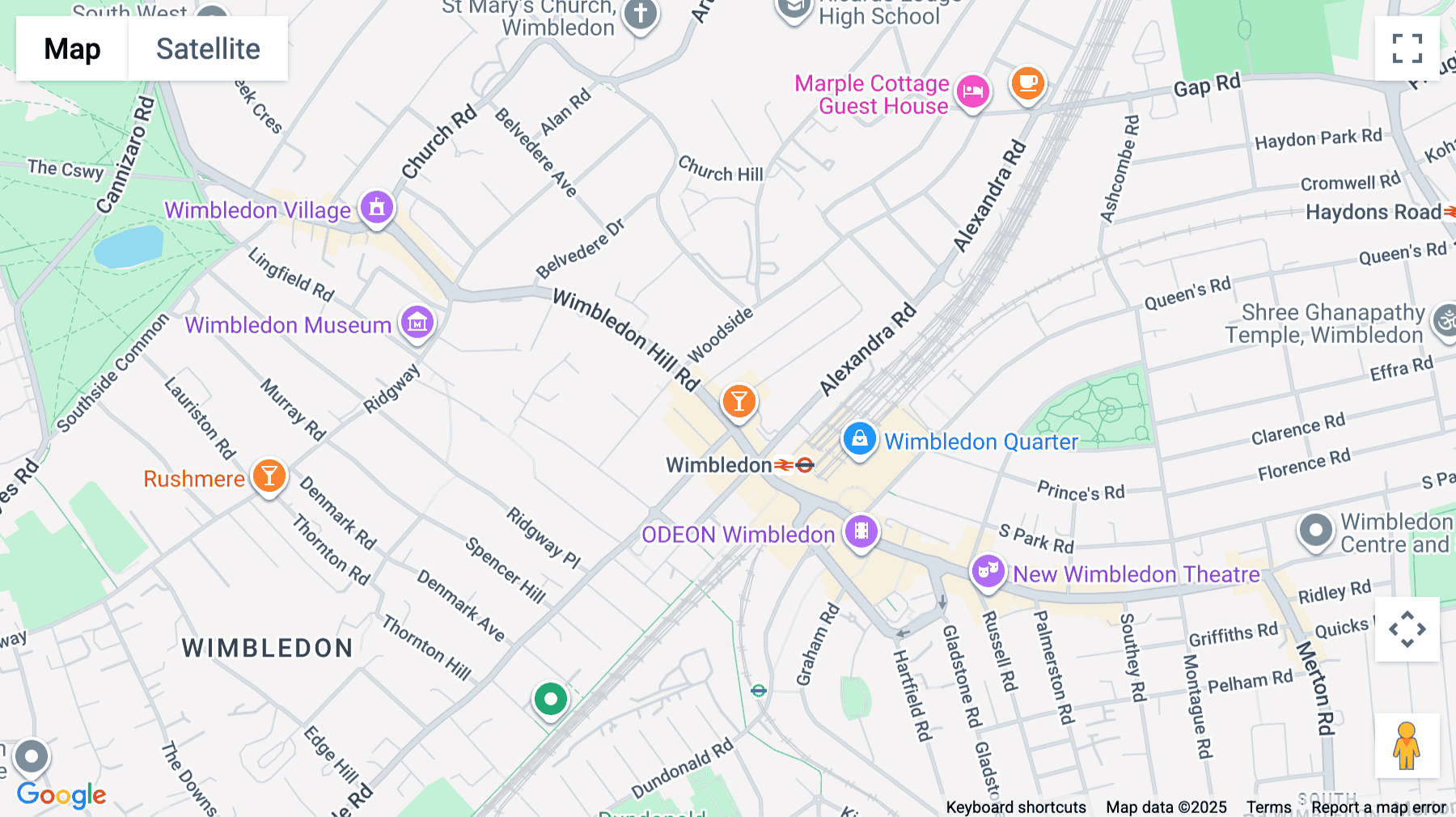 Click for interative map of Wimbledon Reference Library, 35 Wimbledon Hill Road, SW19 7NB, London