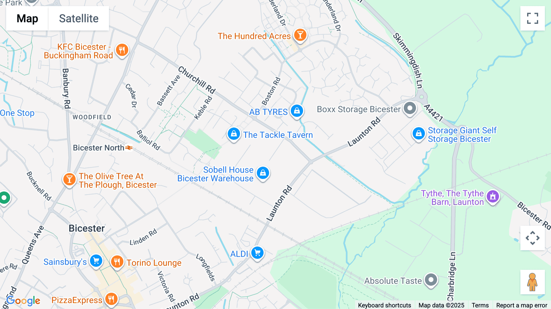 Click for interative map of Bicester, Oxfordshire, Bicester