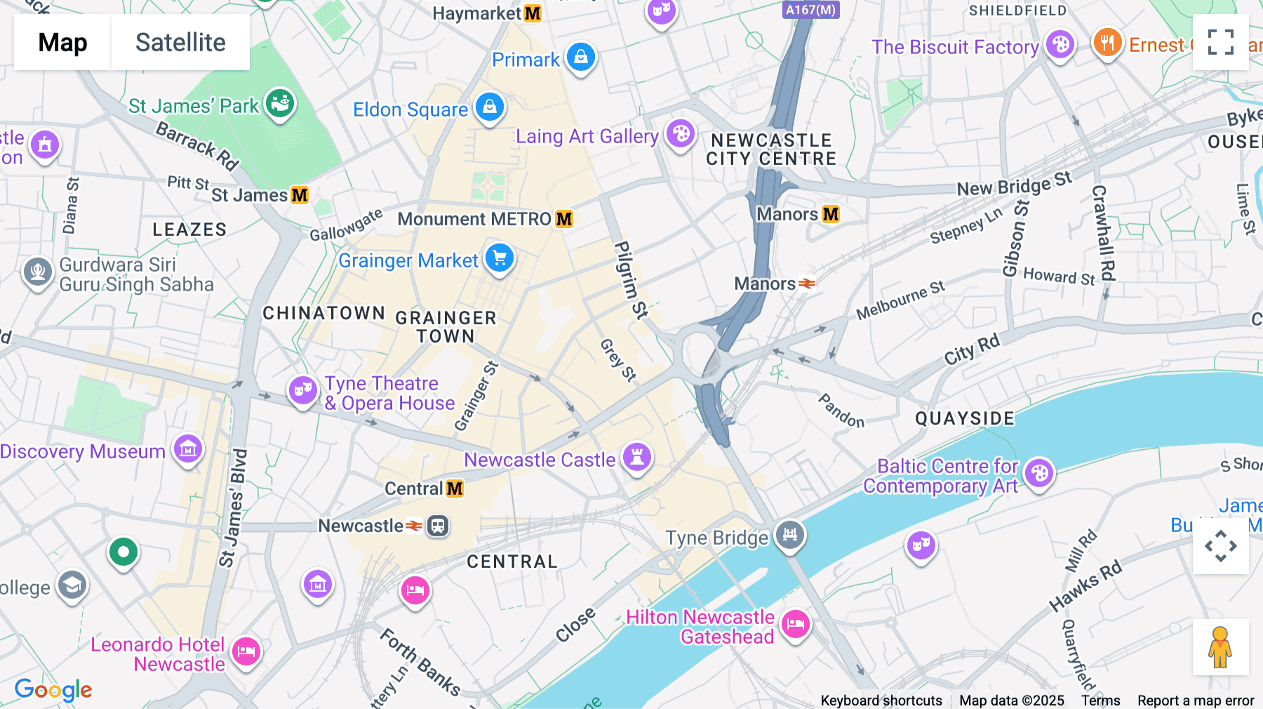 Click for interative map of Gainsborough House, Grey Street, Newcastle upon Tyne, Newcastle