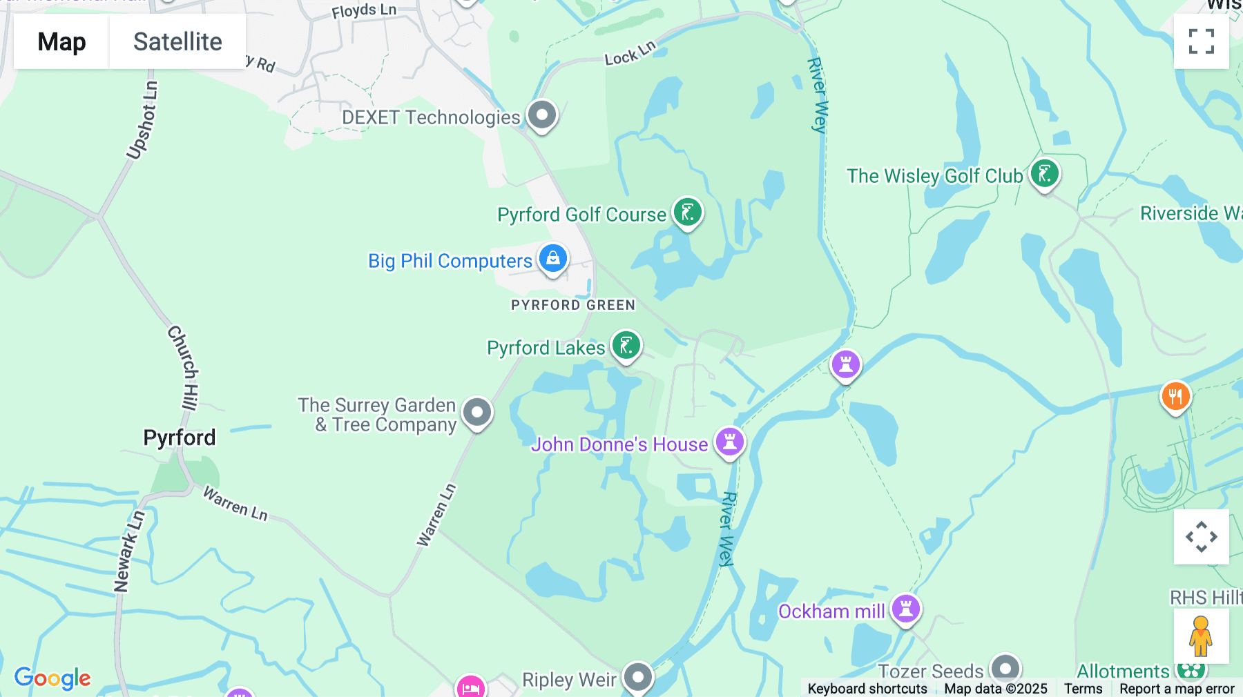 Click for interative map of Pyrford Golf Club, Warren Lane, Pyrford, Woking