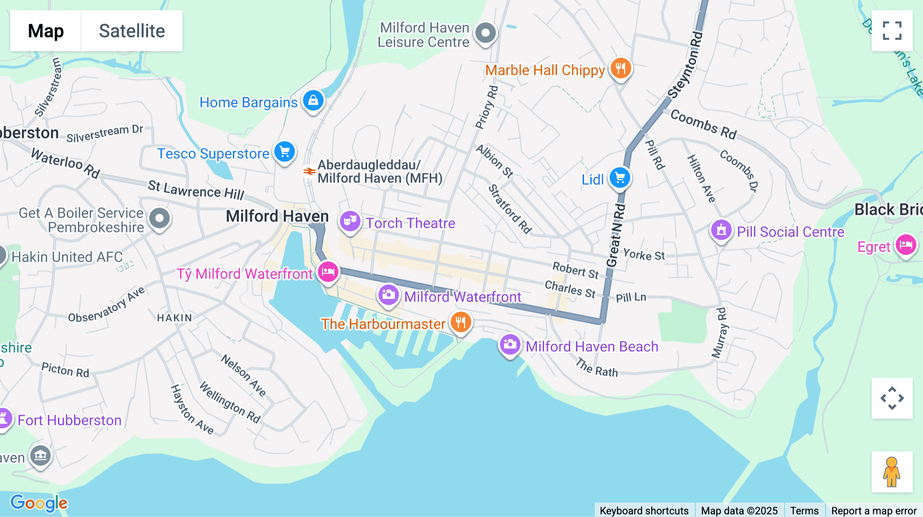 Click for interative map of 63 Charles Street, Milford Haven, Pembrokeshire, Milford Haven