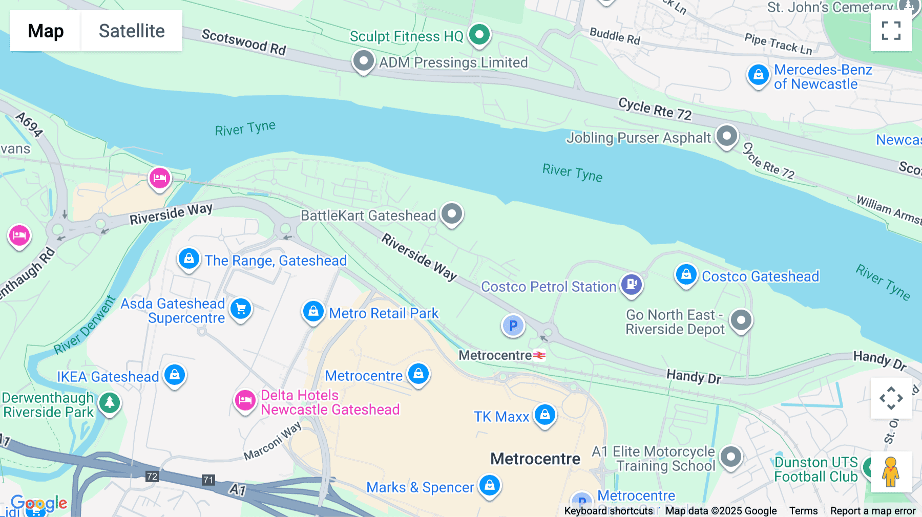 Click for interative map of Metro riverside park, Delta Bank Road, Gateshead
