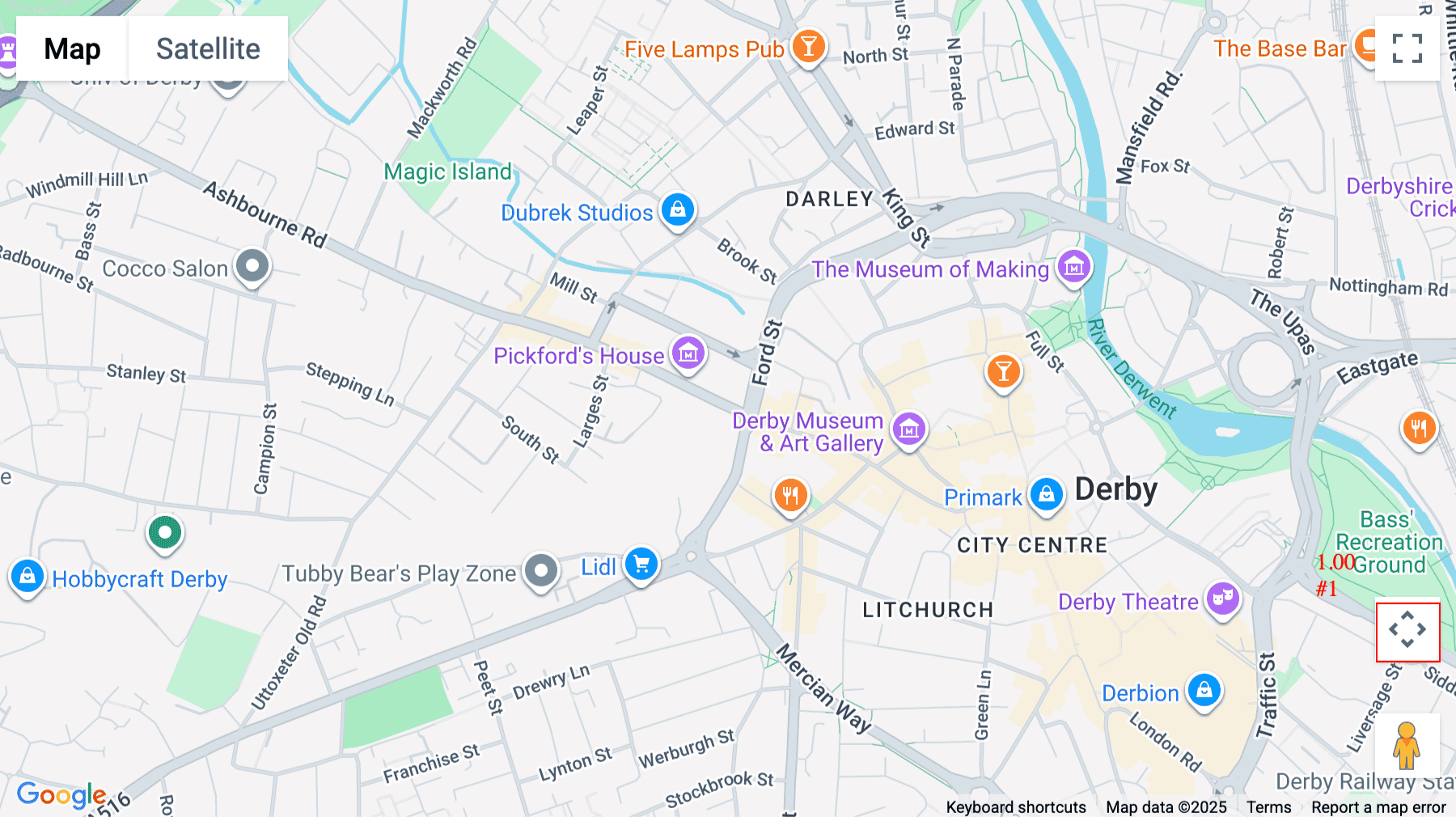 Click for interative map of 32 Friar Gate, Derby