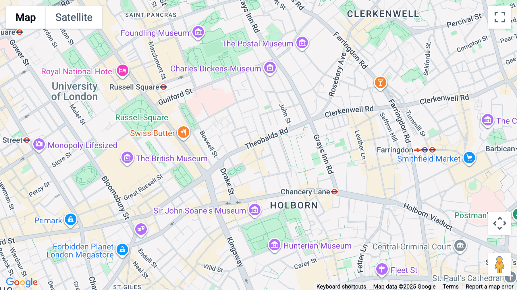 Click for interative map of 12-18 Theobalds Road, London