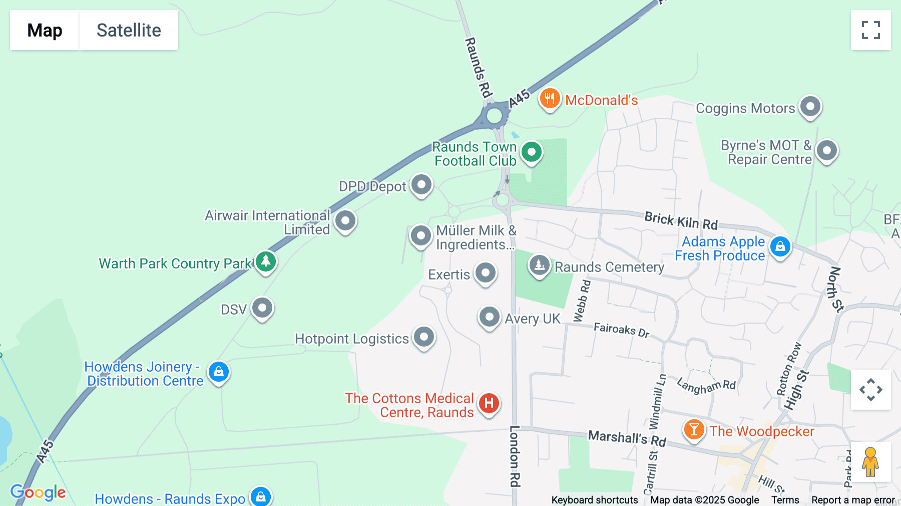 Click for interative map of East Northamptonshire Enterprise Centre, Michael Way, Warth Park, Raunds, Wellingborough