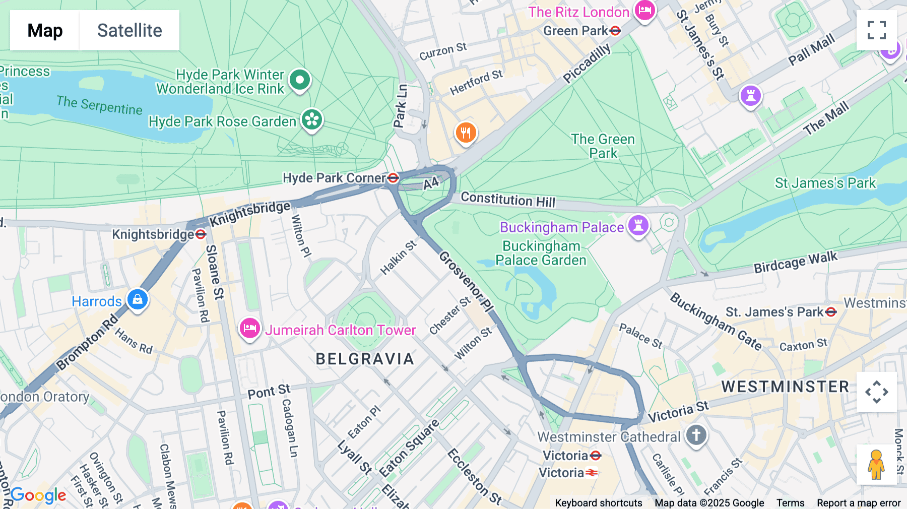 Click for interative map of 20 Grosvenor Place, London