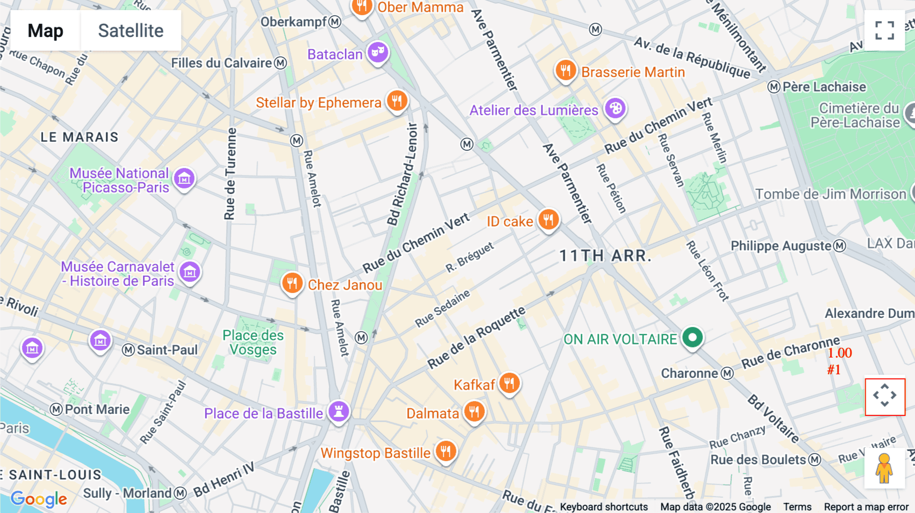 Click for interative map of 21 rue Bréguet, Paris