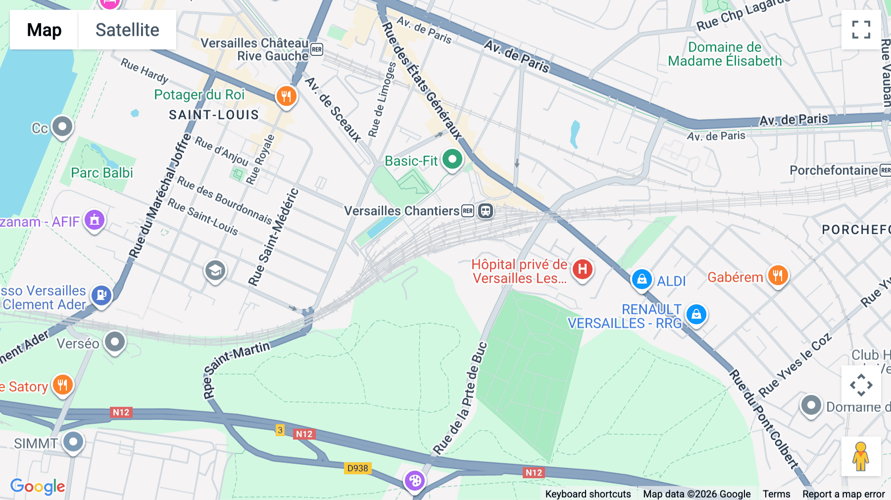 Click for interative map of Stop & Work, Versailles Chantier, 2-12 Parvis Colonel Arnaud Beltrame, 78000 Versailles, France, Versailles