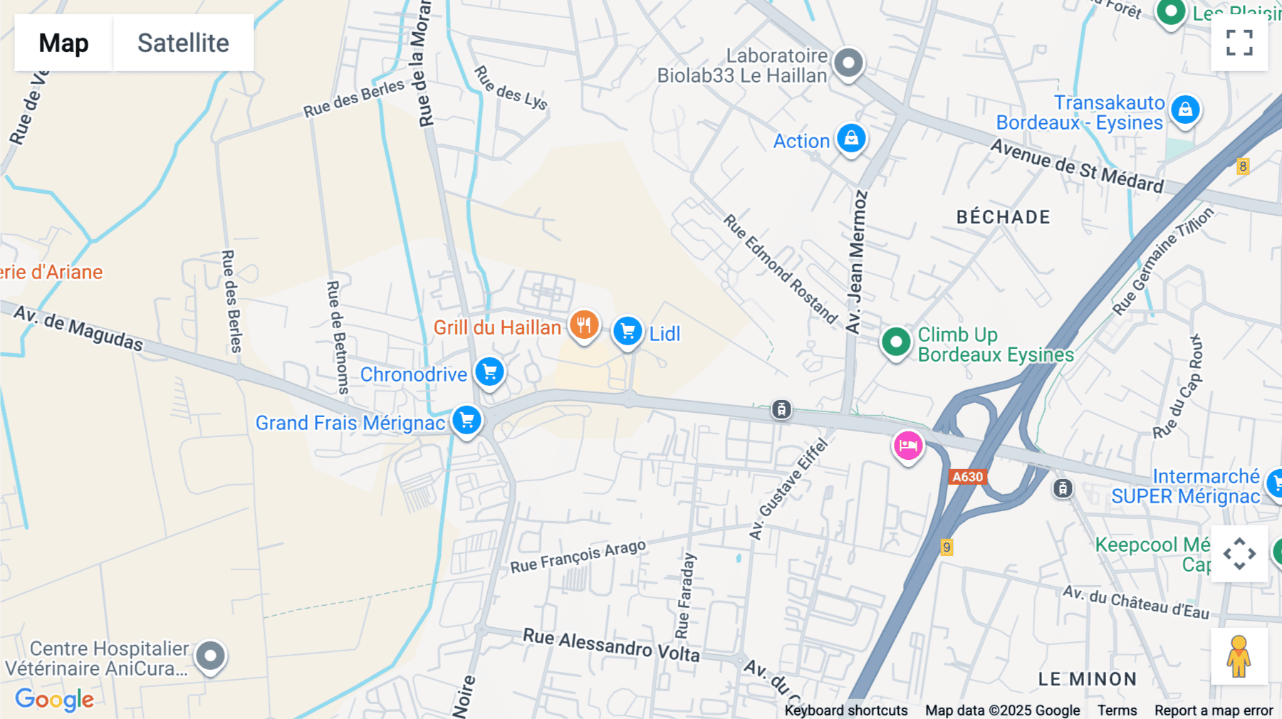 Click for interative map of 10-12 rue des Satellites, Bordeaux