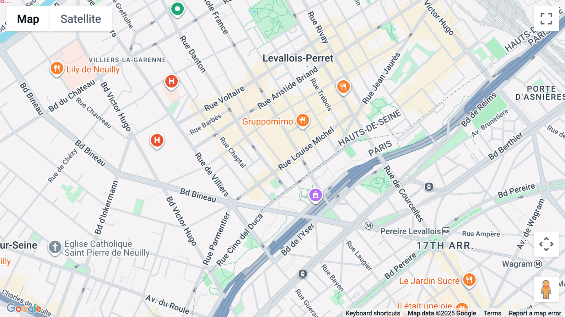 Click for interative map of 18-22 Rue Marius Aufan, Levallois-Perret