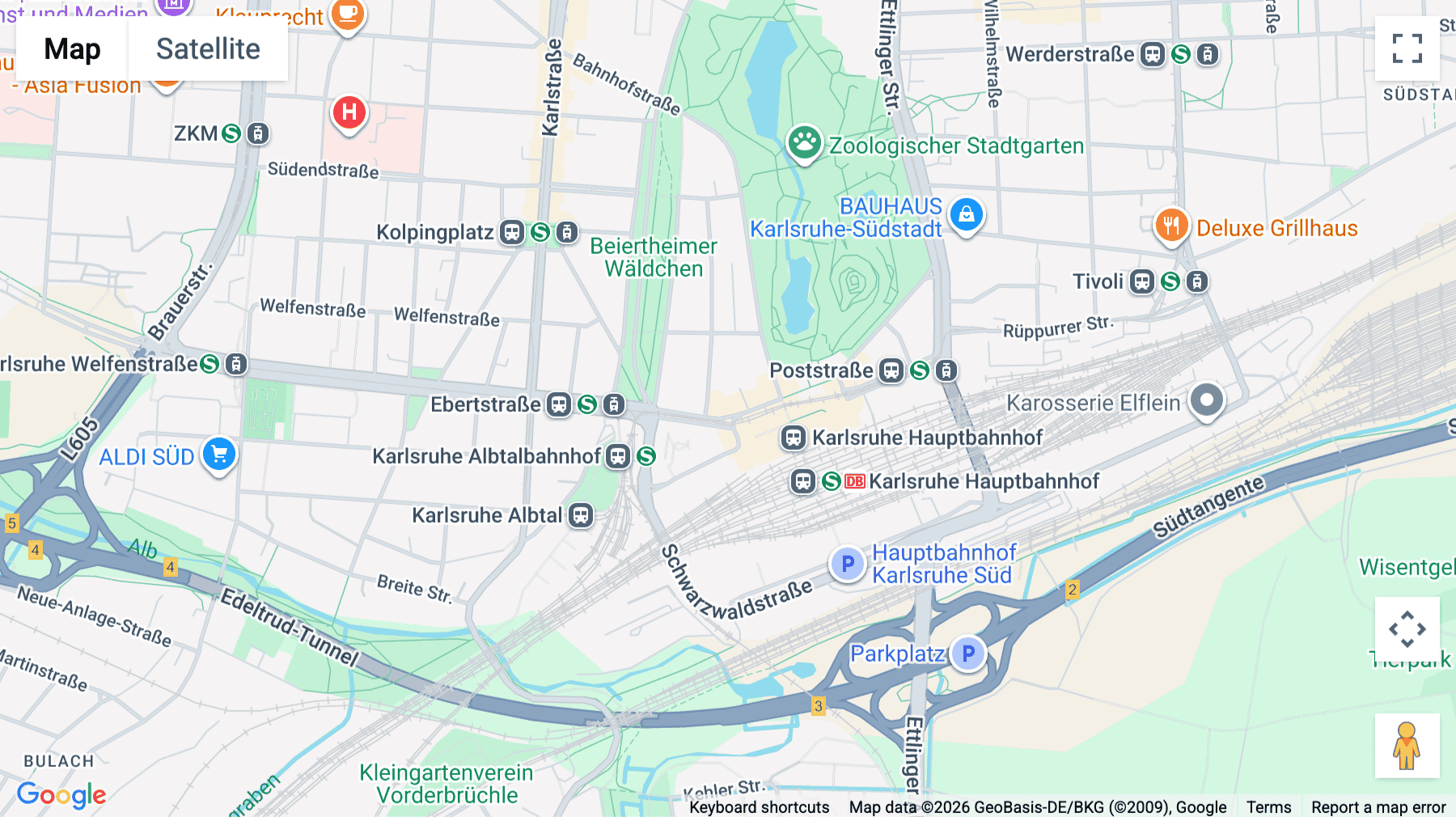 Click for interative map of Bahnhofplatz 12, Karlsruhe
