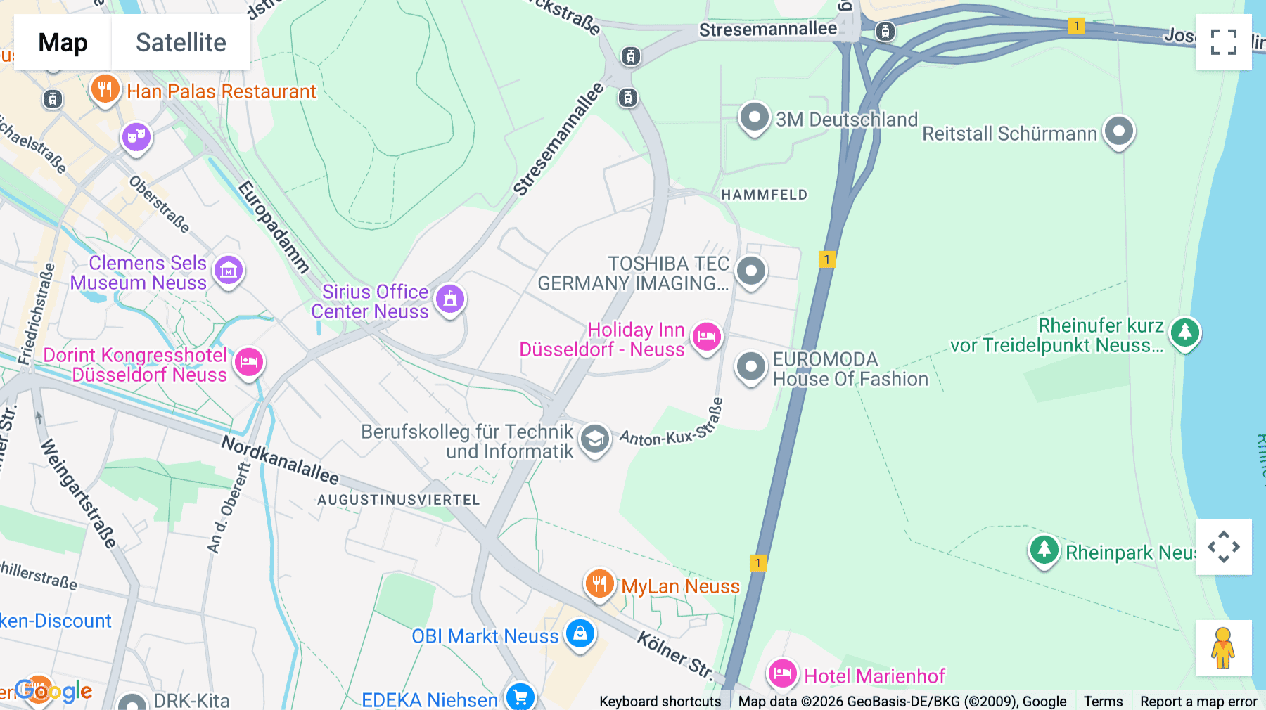 Click for interative map of Hammfelddamm 4a, Neuss