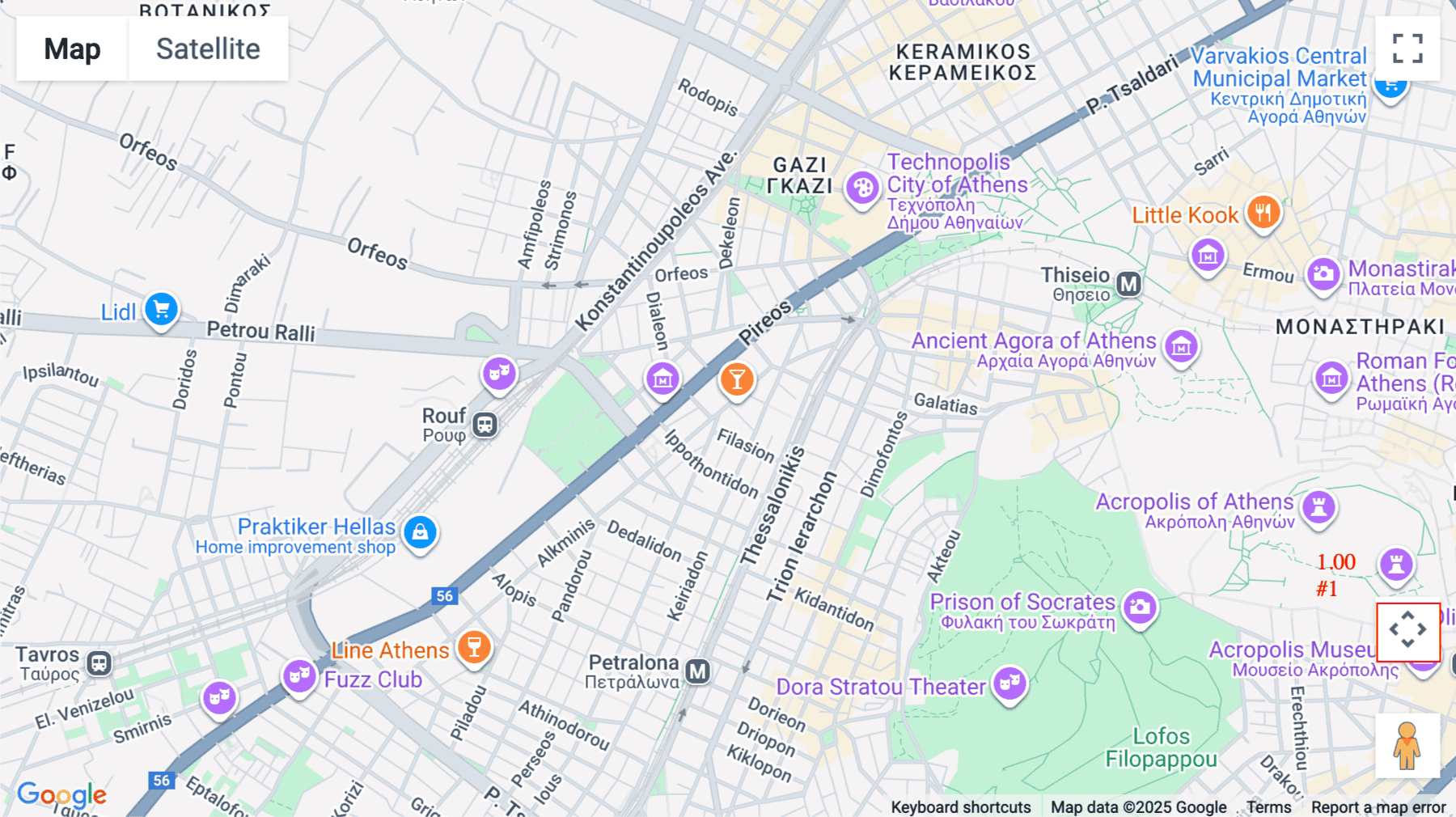 Click for interative map of 15, Theanous Str., Athens
