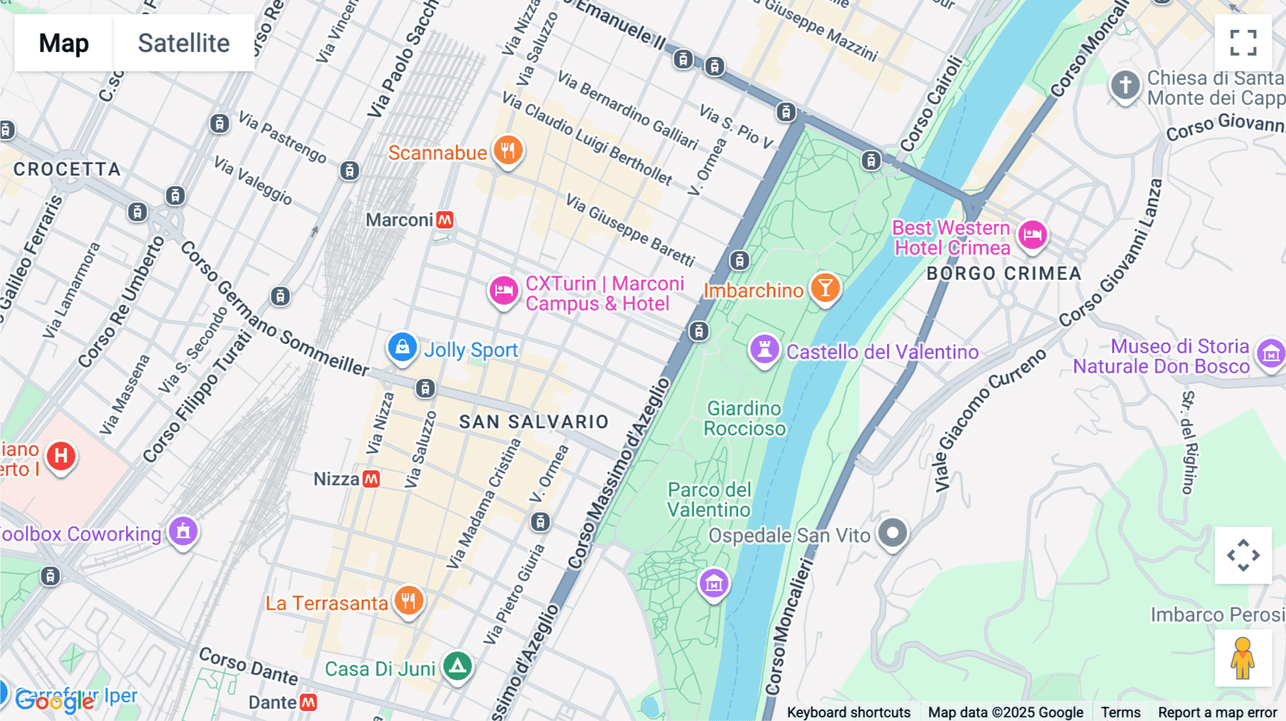 Click for interative map of Via Giuseppe Giacosa 38, Turin