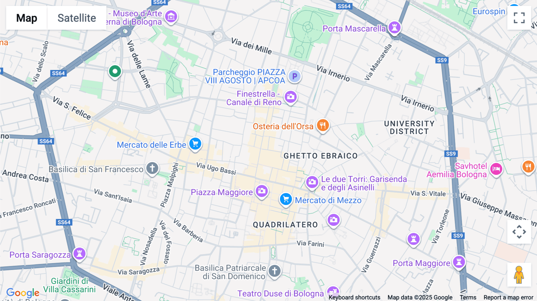 Click for interative map of Via del Monte, 1, BO, Bologna