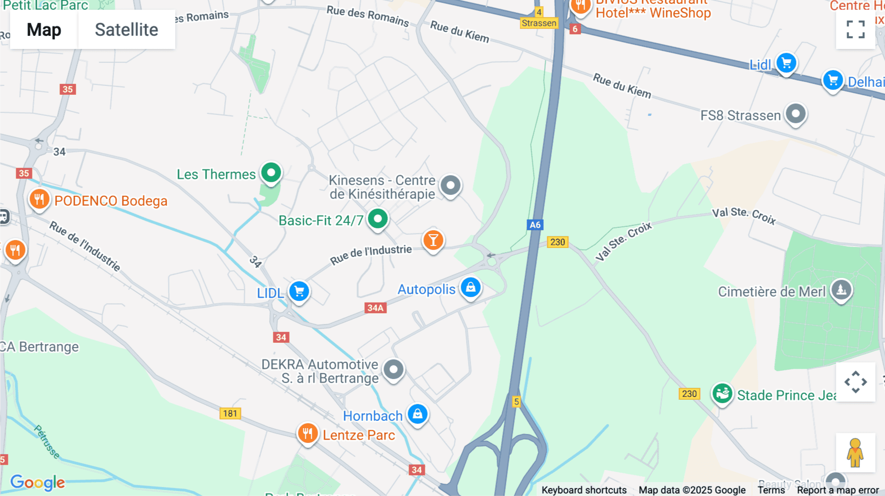 Click for interative map of 44, rue de l'Industrie, Bertrange, Luxembourg city
